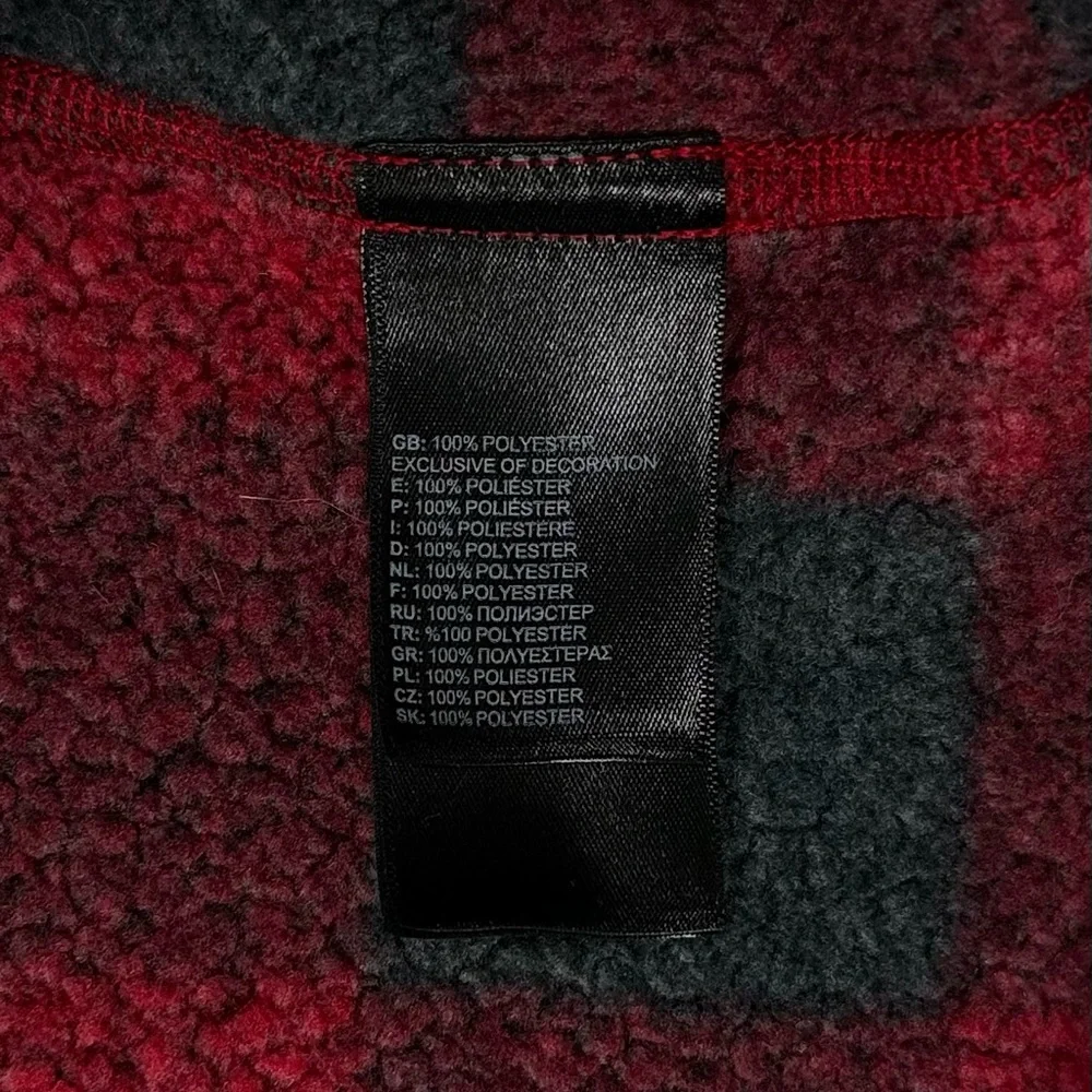 The North Face black red buffalo‎ plaid quarter zip fleece men's medium